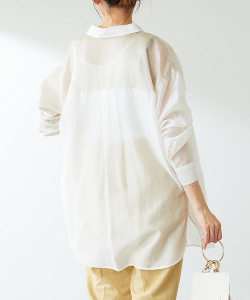 COLLAGE GALLARDAGALANTE（コラージュガリャルダガランテ）の「アシンメトリーの配色がアクセントに/配色シアーシャツ（シャツ/ブラウス・レディース・ホワイト/イエロー/ブラック・FREE）」の13枚目の写真