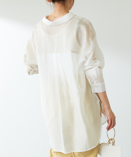 COLLAGE GALLARDAGALANTE（コラージュガリャルダガランテ）の「アシンメトリーの配色がアクセントに/配色シアーシャツ（シャツ/ブラウス・レディース・ホワイト/イエロー/ブラック・FREE）」の9枚目の写真