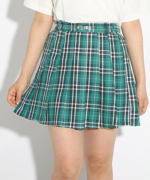 PINK-latte（ピンクラテ）の「◆ベルト付プリーツスカート（スカート・キッズ・ダークグリーン系1/ライトブルー/ベージュ系その他4/ブラック・14/16/15 ）」の4枚目の写真