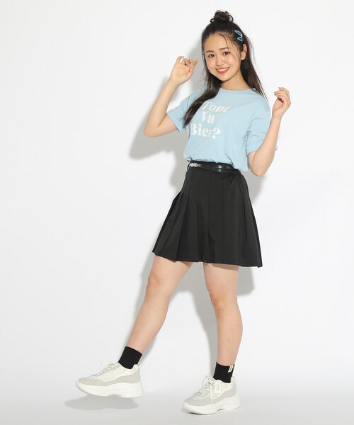 PINK-latte（ピンクラテ）の「◆ベルト付プリーツスカート（スカート・キッズ・ダークグリーン系1/ライトブルー/ベージュ系その他4/ブラック・14/16/15 ）」の14枚目の写真