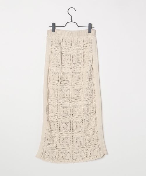 LOWRYS FARM（ローリーズファーム）の「オープンワークニットスカート　346362（スカート・レディース・アイボリー/ブラウン/ブラック・FREE）」の4枚目の写真