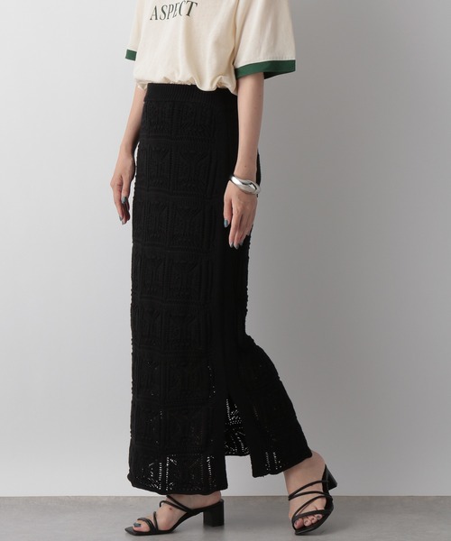 LOWRYS FARM（ローリーズファーム）の「オープンワークニットスカート　346362（スカート・レディース・アイボリー/ブラウン/ブラック・FREE）」の15枚目の写真