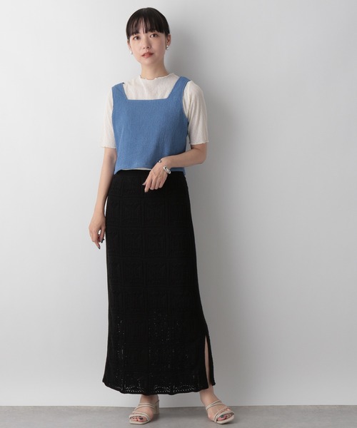 LOWRYS FARM（ローリーズファーム）の「オープンワークニットスカート　346362（スカート・レディース・アイボリー/ブラウン/ブラック・FREE）」の13枚目の写真