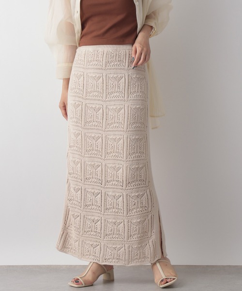 LOWRYS FARM（ローリーズファーム）の「オープンワークニットスカート　346362（スカート・レディース・アイボリー/ブラウン/ブラック・FREE）」の12枚目の写真
