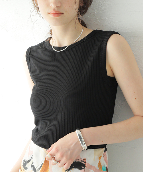 Spick & Span（スピックアンドスパン）の「リブジャージーノースリーブプルオーバー（Tシャツ/カットソー・レディース・ホワイト/ブラック・FREE）」の11枚目の写真