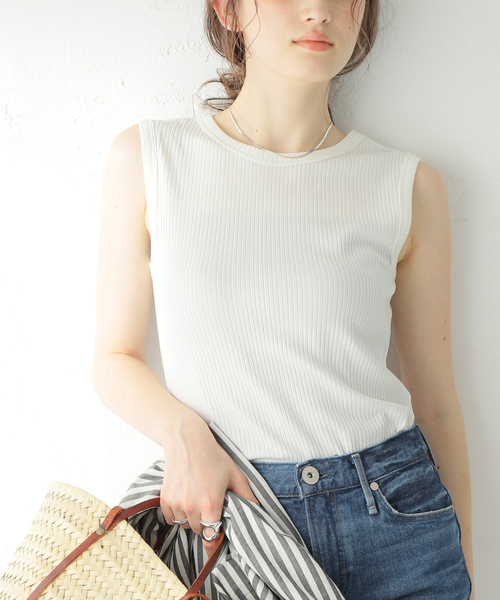 Spick & Span（スピックアンドスパン）の「リブジャージーノースリーブプルオーバー（Tシャツ/カットソー・レディース・ホワイト/ブラック・FREE）」の20枚目の写真