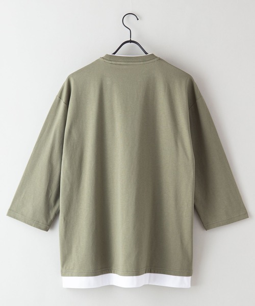 Blue Standard （ブルースタンダード）の「【BLUE STANDARD/ブルースタンダード】ZEROSTZEROSTAIN ゼロステイン 汗染みの目立ちにくいTシャツ　UVカット　撥水性　汚れが付きにくい　フェイクレイヤード7分袖Tシャツ（Tシャツ/カットソー・メンズ・ホワイト/ブラック/ベージュ/オリーブ/ブルー・MEDIUM/LARGE/X-LARGE）」の17枚目の写真