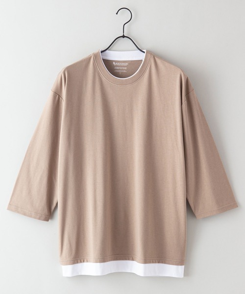 Blue Standard （ブルースタンダード）の「【BLUE STANDARD/ブルースタンダード】ZEROSTZEROSTAIN ゼロステイン 汗染みの目立ちにくいTシャツ　UVカット　撥水性　汚れが付きにくい　フェイクレイヤード7分袖Tシャツ（Tシャツ/カットソー・メンズ・ホワイト/ブラック/ベージュ/オリーブ/ブルー・MEDIUM/LARGE/X-LARGE）」の14枚目の写真