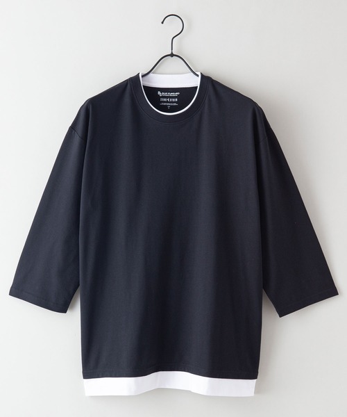 Blue Standard （ブルースタンダード）の「【BLUE STANDARD/ブルースタンダード】ZEROSTZEROSTAIN ゼロステイン 汗染みの目立ちにくいTシャツ　UVカット　撥水性　汚れが付きにくい　フェイクレイヤード7分袖Tシャツ（Tシャツ/カットソー・メンズ・ホワイト/ブラック/ベージュ/オリーブ/ブルー・MEDIUM/LARGE/X-LARGE）」の12枚目の写真