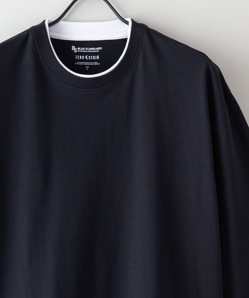 Blue Standard （ブルースタンダード）の「【BLUE STANDARD/ブルースタンダード】ZEROSTZEROSTAIN ゼロステイン 汗染みの目立ちにくいTシャツ　UVカット　撥水性　汚れが付きにくい　フェイクレイヤード7分袖Tシャツ（Tシャツ/カットソー・メンズ・ホワイト/ブラック/ベージュ/オリーブ/ブルー・MEDIUM/LARGE/X-LARGE）」の13枚目の写真