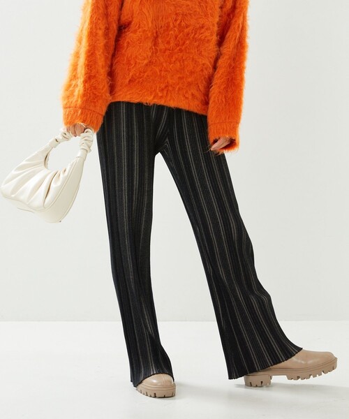 FREAK'S STORE（フリークスストア）の「ランダムリブフレアニットパンツ（その他パンツ・レディース・ブラック/キャメル/ブルーグリーン・ﾌﾘ-）」の5枚目の写真