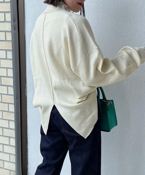 PAGEBOY(ページボーイ)の「〈自宅で洗える!〉WEB限定アイテム / バックスリットハイネック(ニット/セーター・レディース・ブラック/オフホワイト/オレンジ/ブルー/グリーン/グレイッシュベージュ・FREE)」の9枚目の写真