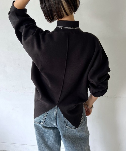 PAGEBOY(ページボーイ)の「〈自宅で洗える!〉WEB限定アイテム / バックスリットハイネック(ニット/セーター・レディース・ブラック/オフホワイト/オレンジ/ブルー/グリーン/グレイッシュベージュ・FREE)」の11枚目の写真
