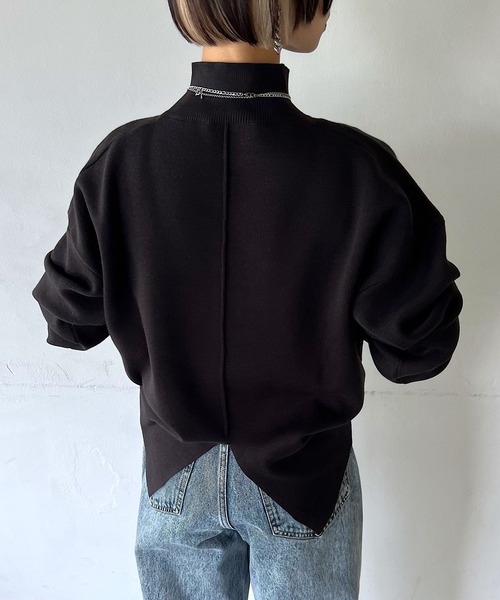 PAGEBOY(ページボーイ)の「〈自宅で洗える!〉WEB限定アイテム / バックスリットハイネック(ニット/セーター・レディース・ブラック/オフホワイト/オレンジ/ブルー/グリーン/グレイッシュベージュ・FREE)」の12枚目の写真