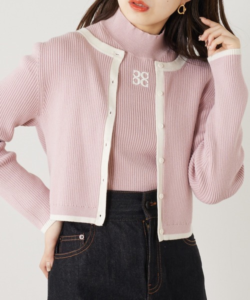 Chico（チコ）の「【新色追加】ハイネックリブニット+ラインカーデSET（カーディガン/ボレロ・レディース・アイボリー/ブラック/グレー/ピンク/グレイッシュベージュ・FREE）」の5枚目の写真