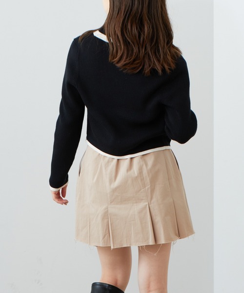 Chico（チコ）の「【新色追加】ハイネックリブニット+ラインカーデSET（カーディガン/ボレロ・レディース・アイボリー/ブラック/グレー/ピンク/グレイッシュベージュ・FREE）」の14枚目の写真