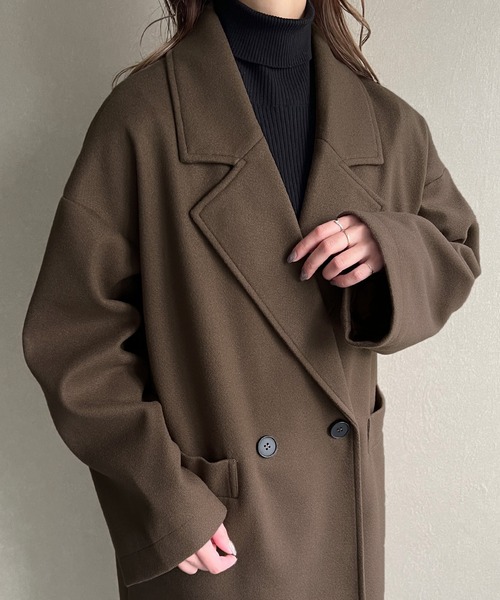 JUNOAH（ジュノア）の「サイドスリットロングチェスターコート（チェスターコート・レディース・ブラック/モカ/チャコール/キャメル/アイボリー・MEDIUM/LARGE/X-LARGE/SMALL）」の19枚目の写真