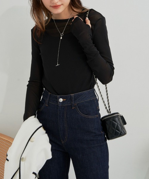 CLEARIMPRESSION （クリアインプレッション）の「パワーネットシアープルオーバー（Tシャツ/カットソー・レディース・ブラック/アイボリー/モカ・FREE）」の5枚目の写真