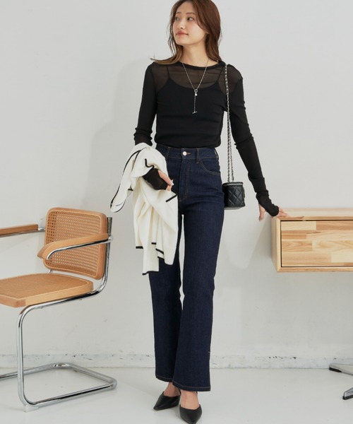 CLEARIMPRESSION （クリアインプレッション）の「パワーネットシアープルオーバー（Tシャツ/カットソー・レディース・ブラック/アイボリー/モカ・FREE）」の9枚目の写真