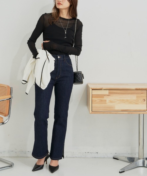 CLEARIMPRESSION （クリアインプレッション）の「パワーネットシアープルオーバー（Tシャツ/カットソー・レディース・ブラック/アイボリー/モカ・FREE）」の7枚目の写真