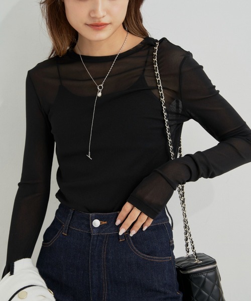 CLEARIMPRESSION （クリアインプレッション）の「パワーネットシアープルオーバー（Tシャツ/カットソー・レディース・ブラック/アイボリー/モカ・FREE）」の6枚目の写真