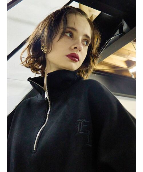 EVRIS（エヴリス）の「【WEB限定】ハーフジップスウェットトップス（スウェット・レディース・アイボリー/ブラック・FREE）」の8枚目の写真