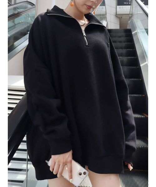 EVRIS（エヴリス）の「【WEB限定】ハーフジップスウェットトップス（スウェット・レディース・アイボリー/ブラック・FREE）」の13枚目の写真