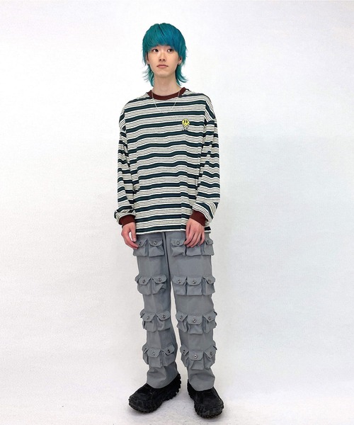 LAND by MILKBOY（ランドバイミルクボーイ）の「SMILY MULTI-BORDER TEE（Tシャツ/カットソー・メンズ・A/B・FREE）」の2枚目の写真