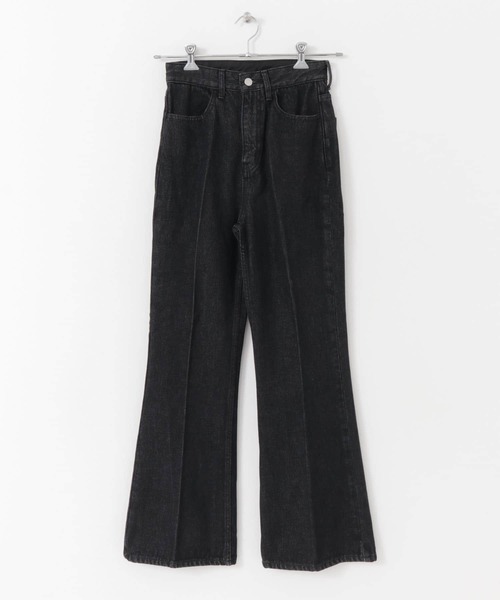 SENSE OF PLACE by URBAN RESEARCH（センスオブプレイスバイアーバンリサーチ）の「センタープレスフレアデニム（デニムパンツ・レディース・ブラック/ベージュ/グリーン/ライトインディゴブルー/ワンウォッシュ・SMALL/MEDIUM/X-SMALL/TALL）」の6枚目の写真