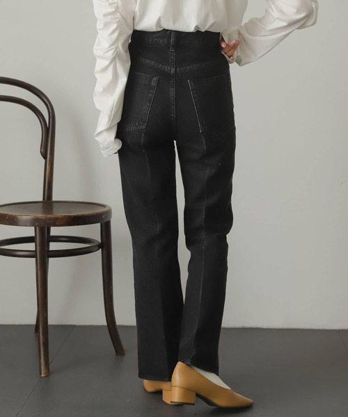 SENSE OF PLACE by URBAN RESEARCH（センスオブプレイスバイアーバンリサーチ）の「センタープレスフレアデニム（デニムパンツ・レディース・ブラック/ベージュ/グリーン/ライトインディゴブルー/ワンウォッシュ・SMALL/MEDIUM/X-SMALL/TALL）」の8枚目の写真