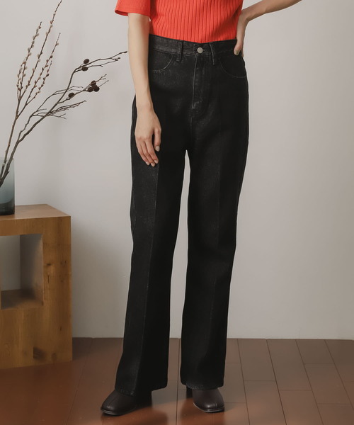 SENSE OF PLACE by URBAN RESEARCH（センスオブプレイスバイアーバンリサーチ）の「センタープレスフレアデニム（デニムパンツ・レディース・ブラック/ベージュ/グリーン/ライトインディゴブルー/ワンウォッシュ・SMALL/MEDIUM/X-SMALL/TALL）」の11枚目の写真