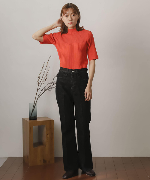 SENSE OF PLACE by URBAN RESEARCH（センスオブプレイスバイアーバンリサーチ）の「センタープレスフレアデニム（デニムパンツ・レディース・ブラック/ベージュ/グリーン/ライトインディゴブルー/ワンウォッシュ・SMALL/MEDIUM/X-SMALL/TALL）」の17枚目の写真