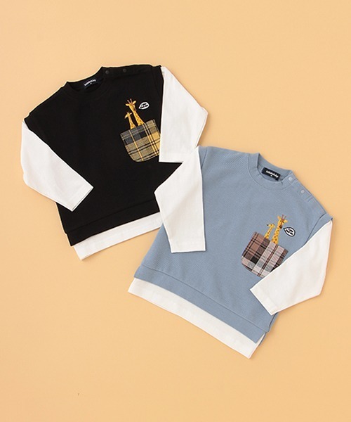 kladskap(クレードスコープ)の「キリンベストレイヤード風長袖Tシャツ(Tシャツ/カットソー・キッズ・ブルー/ブラック・90cm/110cm/120cm/100cm)」の12枚目の写真