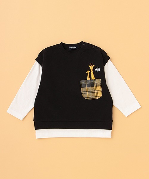 kladskap(クレードスコープ)の「キリンベストレイヤード風長袖Tシャツ(Tシャツ/カットソー・キッズ・ブルー/ブラック・90cm/110cm/120cm/100cm)」の21枚目の写真