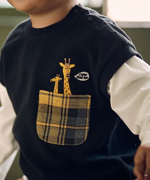 kladskap(クレードスコープ)の「キリンベストレイヤード風長袖Tシャツ(Tシャツ/カットソー・キッズ・ブルー/ブラック・90cm/110cm/120cm/100cm)」の16枚目の写真