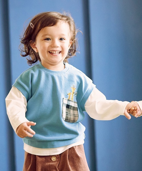 kladskap(クレードスコープ)の「キリンベストレイヤード風長袖Tシャツ(Tシャツ/カットソー・キッズ・ブルー/ブラック・90cm/110cm/120cm/100cm)」の19枚目の写真