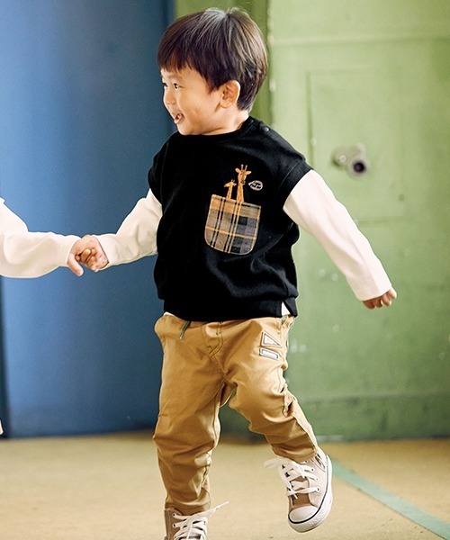 kladskap(クレードスコープ)の「キリンベストレイヤード風長袖Tシャツ(Tシャツ/カットソー・キッズ・ブルー/ブラック・90cm/110cm/120cm/100cm)」の20枚目の写真