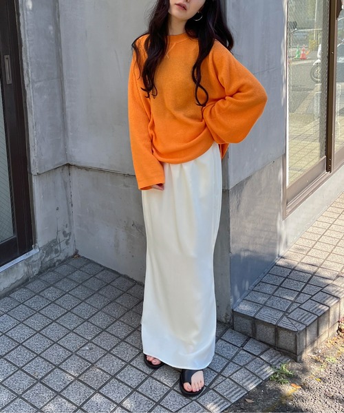 feepur(フェピュール)の「【TALLサイズあり】サテンマーメイドロングスカート(スカート・レディース・グレー/アイボリー/ブラック・TALL/MEDIUM)」の13枚目の写真