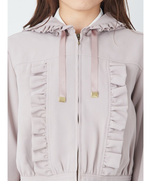 Ank Rouge（アンクルージュ）の「フード付きフリルブルゾン（ブルゾン・レディース・ブラック/ピンク/アイボリー・M）」の5枚目の写真
