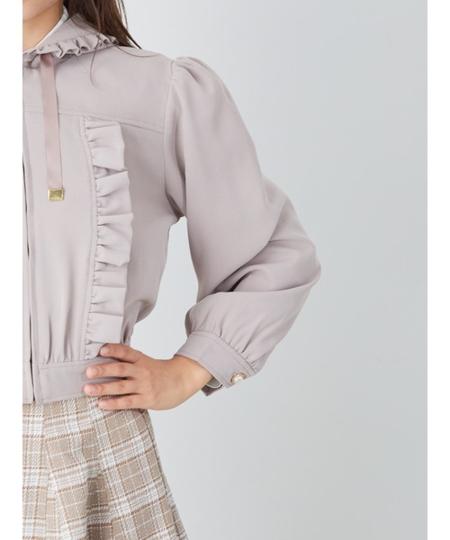 Ank Rouge（アンクルージュ）の「フード付きフリルブルゾン（ブルゾン・レディース・ブラック/ピンク/アイボリー・M）」の9枚目の写真