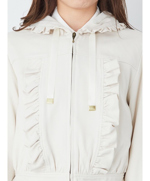 Ank Rouge（アンクルージュ）の「フード付きフリルブルゾン（ブルゾン・レディース・ブラック/ピンク/アイボリー・M）」の6枚目の写真