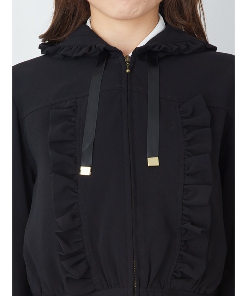 Ank Rouge（アンクルージュ）の「フード付きフリルブルゾン（ブルゾン・レディース・ブラック/ピンク/アイボリー・M）」の10枚目の写真