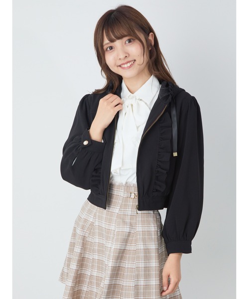 Ank Rouge（アンクルージュ）の「フード付きフリルブルゾン（ブルゾン・レディース・ブラック/ピンク/アイボリー・M）」の19枚目の写真