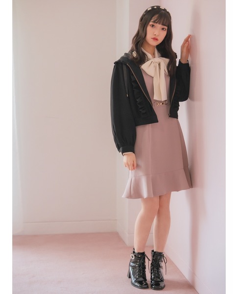 Ank Rouge（アンクルージュ）の「フード付きフリルブルゾン（ブルゾン・レディース・ブラック/ピンク/アイボリー・M）」の18枚目の写真