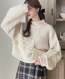 ANGIE VINTAGE by meg | 【megコラボ】パッチワークハイネックショートニット(ニット/セーター)