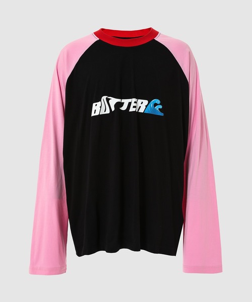 BOTTER（ボッター）の「T-SHIRT LS RAGLAN BOTTER WAVE PRINT（Tシャツ/カットソー・メンズ・ホワイト×グリーン/ブラック×ピンク・XL/XXL）」の2枚目の写真