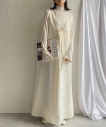 She's Closet（シーズクローゼット）の「【低身長向け/高身長向けサイズ有】前後2WAY深Vネックリボンロングワンピース（ワンピース・レディース）」