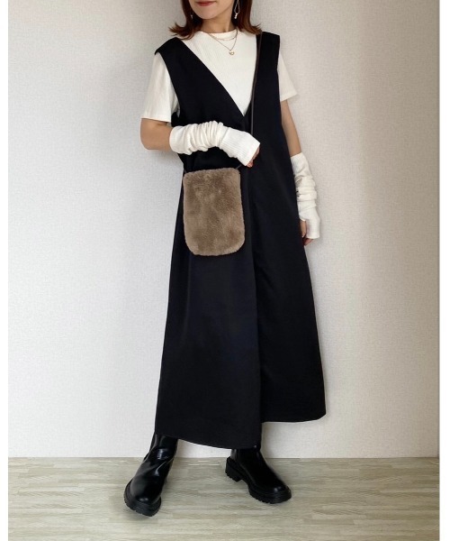 She's Closet（シーズクローゼット）の「【低身長向け/高身長向けサイズ有】前後2WAY深Vネックリボンロングワンピース（ワンピース・レディース・ブラウン/ブラック/アイボリー・SHORT/FREE/TALL）」の11枚目の写真