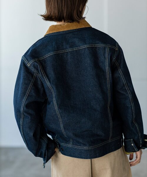 THE SHOP TK (ザ ショップ ティーケー )の「◆【Lee別注】インナーブランケットデニムジャケット(デニムジャケット・レディース・ブラック/ネイビー・12)」の8枚目の写真