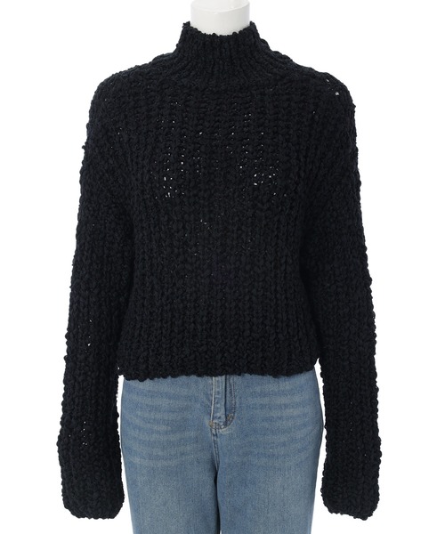 fifth（フィフス）の「ランタンヤーンショートニット（ニット/セーター・レディース・ブラック/ホワイト・M）」の4枚目の写真